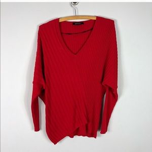 Lafayette 148 Ribbed Red Sweater Stretch Layer 392